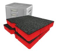 Shadow Foam Paquete de inserción compatible con Toughbuilt Stacktech 3 XL Cajón | Cortar y pelar la espuma para la organización de caja de herramientas, Kaizen, 5S (rojo, 50 mm)