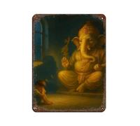 Shadow of Grace - Póster retro del Señor Ganesha, letrero de metal de estaño, arte elegante, pintura de hierro, bar, cueva de gente, cafetería, garaje, póster decorativo de pared, 30 x 40 cm