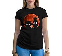 Shadow Puppets Blood Moon Horror Parody Bert Ernie Camiseta De Mujer Negra Size M