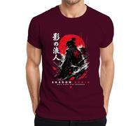 Shadow Ronin Samurai Katana Japan Warrior Y2K - Camiseta para hombre, granate, L