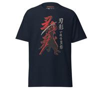 Shadow Warrior - Camiseta estética japonesa Samurai Shinobi para jugadores, diseño inspirado en Japón feudal para los fanáticos del universo Shadow Creed, azul marino, XL
