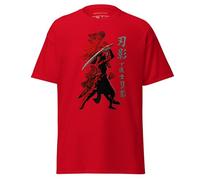 Shadow Warrior - Camiseta estética japonesa Samurai Shinobi para jugadores, diseño inspirado en Japón feudal para los fanáticos del universo Shadow Creed, rosso, L