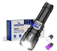 Shadowhawk 2-En-1 Linterna LED Alta Potencia Con Interruptor Doble | 1,000,000 Lumen Ajustar Del Brillo Linterna Super Potente, para Camping/Emergencias/Detección De Orina De Mascotas, Luz Linterna UV