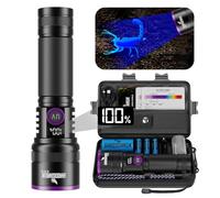 Shadowhawk 365nm Linterna Ultravioleta Con Lente De Filtro | 30W De 4 Núcleos Linterna UV Potente Recargable para la detección de orina de mascotas/curado de resina/rocas/escorpión, etc., Pantalla LCD