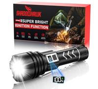 Shadowhawk Linterna LED de supervivencia recargable con función de encendido, 30 W, táctica, 10,00,000 lúmenes, extremadamente brillante, 1000 m de largo alcance y 12 horas de autonomía (batería de