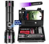 Shadowhawk Linterna LED recargable, 500000 lúmenes, XHM90.2, 30 W, extremadamente brillante, pantalla LCD, linternas fuertes, USB C, funciona con pilas, IP67 para camping y exteriores