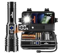 Shadowhawk Linterna LED recargable extremadamente brillante, 1000000 lúmenes, funciona con pilas, USB, XHM77.2, linterna táctica, fuerte, resistente al agua, para emergencias al aire libre, camping