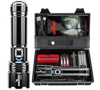 Shadowhawk Linterna recargable, 500000 lúmenes, LED superbrillante, 5000 mAh de larga duración, enfoque ajustable, IP67 impermeable, 5 modos, potente linterna de mano para cortes de energía, camping