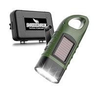 Shadowhawk Linterna Solar con Manivela de mano - Mini Linternas Dinamo de Emergencia Portátil, Linterna LED Recargable con Mosquetón, Flashlight para Exteriores/Camping/Apagones/Supervivencia (Verde)