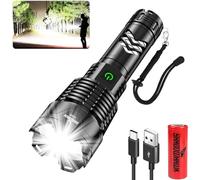 Shadowhawk Linternas LED Alta Potencia 1,000,000 Lúmenes, XHP160.2 Linterna LED Recargable USB, IP67 Impermeable 5 Modos Portátil Linternas