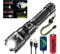 Shadowhawk Linternas LED Alta Potencia Recargable, 500000 Lumenes XHP70.2 Linterna Potente, Linterna Militar USB Flashlight, Profesionales IP67, para Emergencia Camping
