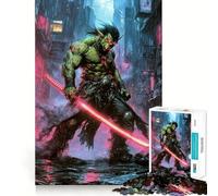 Shadowrun Cyberpunk Guerrero Orco con Katana Brillante Rompecabezas de 1000 Piezas para Adultos Regalos Juguete de Habilidad para Liberar el Estrés Corte Exacto Lista de Deseos de Santa Claus 50x75cm