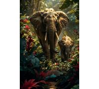 Shadows of the Canopy: A Lush Botanical Jungle Elephant Notebook | Beautiful Rainforest Nature Scene Lined Journal, Wild Animal Composition Book for Kids, Adults, and Students