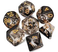 Shadows - Polyset Dice | Polydice | Black Translucent Transparent and Gold | Dice Set of 7 Pieces| D&D and RPGs | Plastic Dice Set | Polyhedral Dice Set | DnD / D&D / Dungeons and Dragons