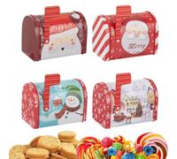 Shaersu Buzón De Navidad Para Dulces | 4 Piezas Hojalata Grandes Suministros Para Fiestas - Caja De Aperitivos De Navidad,Para Cumpleaños Acción De Gracias Hogar Fiestas Año Nuevo Niños Adultos