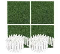 Shaersu Casa de muñecas en miniatura, 89 cm, aspecto de madera blanca, con 4 piezas de césped artificial, para interior y exterior, casa infantil