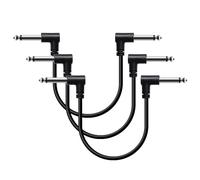 Shaevle Cable de conexión para guitarra con pedal de 15 cm, ángulo recto de 6,35 mm, silencioso, para pedales de efectos, color negro, 3 unidades
