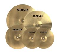 SHAEVLE Paquete de platillos de aleación para batería 5 piezas, incluye platillos de 14", 16", 18" y 20", dorados