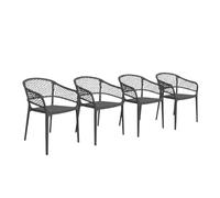 SHAF - Pack 4 Sillas de Jardín y Catering Apilables - Exterior Terraza y Hostelería - Plástico Reciclado Resistente UV - Fabricadas en España - Modelo Saona - Color Antracita