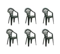 SHAF - Pack 6 Sillas de Jardín Cancún - Sillas de Exterior Apilables - Plástico Resistente - Asiento y Respaldo Confort - Ideal Terraza, Jardín y Patio - Color Verde