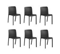 Shaf SP Berner - Pack de 6 Sillas Grana - Apilables, Ergonómicas y Resistentes - Uso Interior y Exterior - Fabricadas en España con Plástico Reciclado - Antracita
