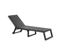 Shaf - Tumbona Dream de Jardín Antracita - Tumbona Exterior Reclinable con Ruedas - Resina Resistente UV - Plegable y Multiposición - Ideal Piscina, Terraza y Patio - Antracita