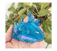 SHAFACIAL Natural Blue Angel Aura Crystal Cluster Electroplating Recuating Quartz Cluster Stone Soporte Espiritual(80-100g)