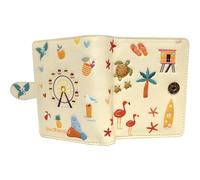Shag Wear Sunshine Coast - Cartera pequeña con escena de playa de verano para mujeres y adolescentes, piel sintética vegana, beige, 4.5 pulgadas, Beige, S, Moderno