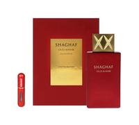 Shaghaf Oud Ahmar Eau de Parfum 75 ml, Perfume Árabe Unisex de Larga Duración, Incluye Atomizador Recargable 5 ml, Fragancia Oriental con Notas de Azafrán, Rosa, Caramelo y Oud (Shaghaf Oud Ahmar)