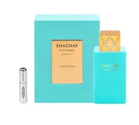 Shaghaf Oud Tonka Eau de Parfum 75 ml, Perfume Árabe Unisex de Larga Duración, Incluye Atomizador Recargable 5 ml, Fragancia Oriental con Notas de Almendra, Rosa Turca y Haba Tonka (Shaghaf Oud Tonka)