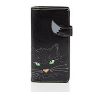 Shagwear - Cartera para mujer de Material Sintético Negro Katzengesicht grüne Augen Schwarz/ Cat's Face Green Eyes