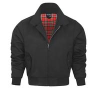 Shah Traders Chaqueta Harrington, Chaqueta Harrington de Ejército y Ropa de Trabajo para Hombres, Chaqueta Harrington Inglesa con Forro a Cuadros - Forro Rojo a Cuadros desde el Interior - Tallas XS
