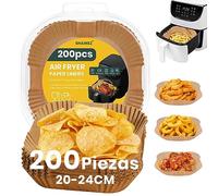SHAINEZ 200 Piezas Papel Freidora Aire Cuadrado,Papel Para Freidora de Aire 20CM,Papel Air Fryer para COSORI Cecotec 5,5 6L, Desechable Antiadherente para Horno Freidora Aire Microondas
