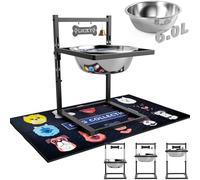 SHAINFUN Cuenco de agua elevado para perros grandes de 206 onzas con alfombrilla, altura ajustable de 10 a 17.7 pulgadas, soporte de agua elevado alto para perros