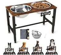 SHAINFUN Cuencos elevados para perros con alfombrilla para perros grandes y extragrandes, soporte elevado para cuenco para perros con 2 cuencos de acero inoxidable, soporte alto para cuencos de agua y