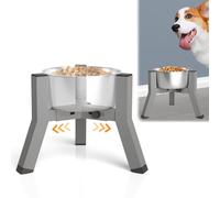 SHAINFUN Soporte elevado para cuenco para perro, ancho ajustable de 5.2 a 8.66 pulgadas, cuencos elevados para agua y comida para perros, 7.8 pulgadas de alto, cuenco gris no incluido