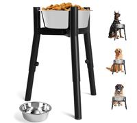 SHAINFUN Soporte Elevado para Cuencos para Perros con Cuencos para Perros medianos, Grandes y extragrandes, (68 onzas) de Metal Alto, Ancho Ajustable de 7 a 10.7 Pulgadas de Altura de 9.8 a 13.4