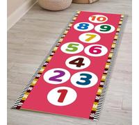 SHAIRMB Alfombra CláSica De Rayuela, Tapete para Aula con El Juego De Rayuela del 1 Al 10, Alfombras De ArcoíRis para Sala De Estar, Suave Y con Respaldo De Goma Que Reduce,05,100 * 280cm