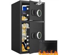 SHAIRMB Caja Fuerte Grande IgníFuga E Impermeable De 6.0 Cub, Caja Fuerte De Doble Puerta con Ranura para DepóSito, Sistema De Alarma Dual Y FuncióN De Silencio, para Documentos,Negro