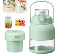 SHAIRMB Licuadora PortáTil con Vaso para Jugo, Exprimidor PortáTil Multifuncional para Batidos Y Smoothies, Exprimidor EléCtrico De CíTricos con Pajita Y Dos Tapas, para Cocina,Verde