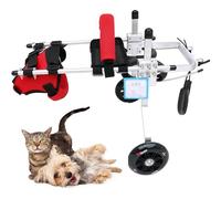 SHAIRMB Silla De Ruedas para Gatos, Ayuda De Movilidad para Mascotas PequeñAs, Andador De RehabilitacióN De Aluminio para Patas Traseras, Ajustable, CóModa Banda Abdominal,Rojo,M