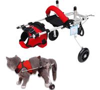 SHAIRMB Silla De Ruedas para Gatos, Silla De Ruedas Ligera De 2 Ruedas para Mascotas, Ruedas Ajustables para Gatos con Problemas De Movilidad para RehabilitacióN De Las Patas,Rojo,S