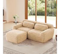 SHAIRMB Sofá Modular Seccional Sin Estructura RíGida, CóModo Sofá Tipo Nube, SofáS En Forma De U Que No Requieren Montaje, SofáS De Suelo Antideslizantes, para La Sala De Estar,Caqui,2 Seat+1 Ottoman
