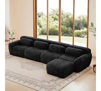SHAIRMB Sofá Modular Seccional Sin Estructura RíGida, CóModo Sofá Tipo Nube, SofáS En Forma De U Que No Requieren Montaje, SofáS De Suelo Antideslizantes, para La Sala De Estar,Negro,4 Seat+1 Ottoman