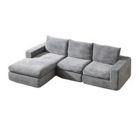 SHAIRMB Sofá Sin Estructura con Chaise Longue, Sofá Moderno En Forma De L Tapizado En Pana, Incluye Tres Cojines, Ideal para Sala De Estar Y Dormitorio, No Requiere Montaje,Light Gray