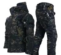 SHAIRMB Trajes Militares Softshell, Uniformes De Camuflaje Impermeables, Chaqueta Y Pantalones TáCticos para Hombres, Conjuntos De Trajes De Combate Militares Impermeables,02,M