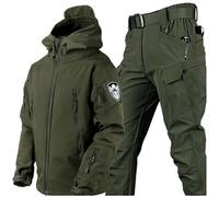 SHAIRMB Uniformes TáCticos para Hombres, Militar Impermeable Traje de Combate del EjéRcito Conjuntos, Exterior Piel de Tiburon Traje CáLido, Ropa de Caza,D,XL