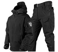 SHAIRMB Uniformes TáCticos para Hombres, Militar Impermeable Traje de Combate del EjéRcito Conjuntos, Exterior Piel de Tiburon Traje CáLido, Ropa de Caza,A,XL