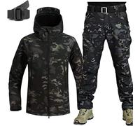 SHAIRMB Uniformes TáCticos para Hombres, Militar Impermeable Traje de Combate del EjéRcito Conjuntos, Exterior Piel de Tiburon Traje CáLido, Ropa de Caza,F,XL