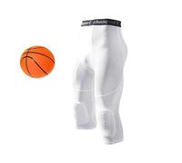 SHAIYOU Pantalones Compresión 3/4 Pantalones Baloncesto con Rodilleras, Rodillera Leggings, Anticolisión, Leggings Frescos Y Secos, Fútbol, Baloncesto, Ropa Interior Deportiva (White,S)